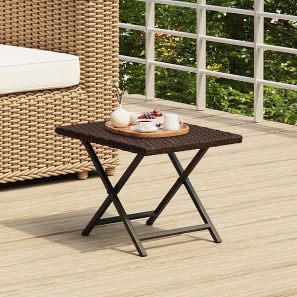 Haveborde - Living foldbart bord 45x35x32 cm polyrattan brun
