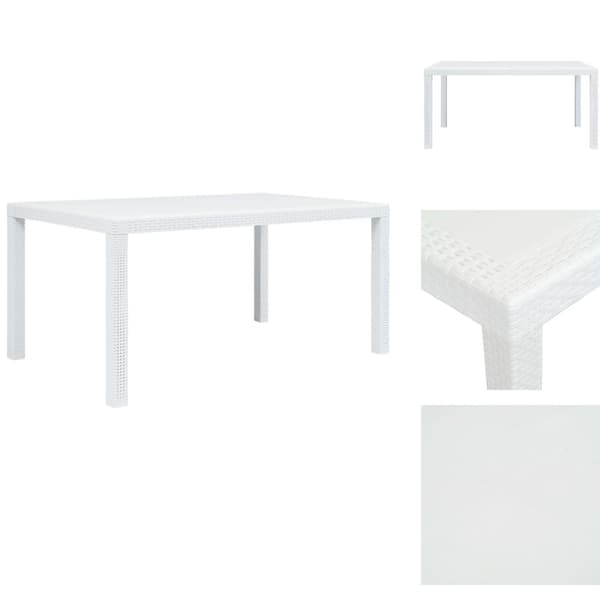 Haveborde - Living havebord hvid 150 x 90 x 72 cm plastik rattanlook