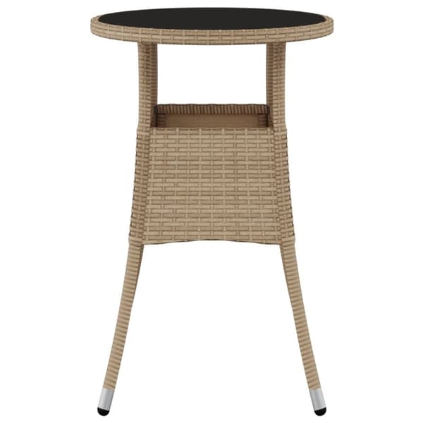 Haveborde - Living havebord Ø60x75 cm hærdet glas og polyrattan beige