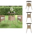 Miniatyrbillede 1 af 7: Haveborde - Living havebord Ø60x75 cm hærdet glas og polyrattan beige
