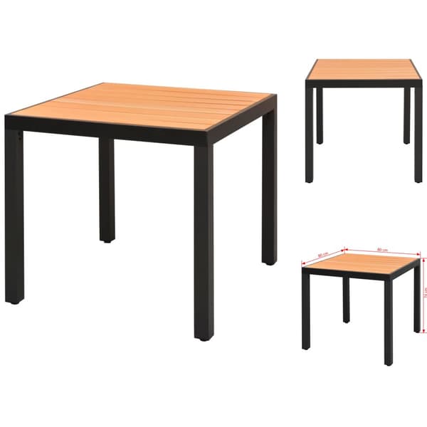Haveborde - Living havebord WPC aluminium 80 x 80 x 74 cm brun