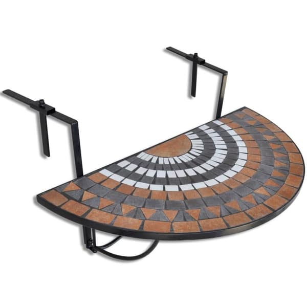 Ulkopöydät - Living Roikkuva parvekepöytä terrakotta ja valkoinen mosaiikki