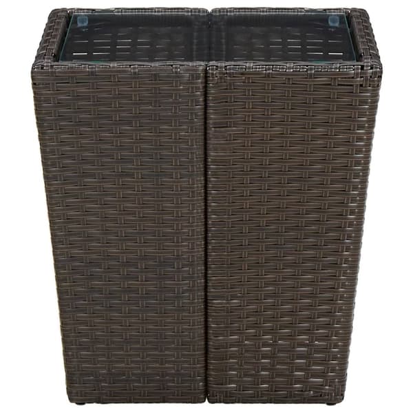Haveborde - Living tebord 41,5x41,5x44 cm polyrattan og hærdet glas brun