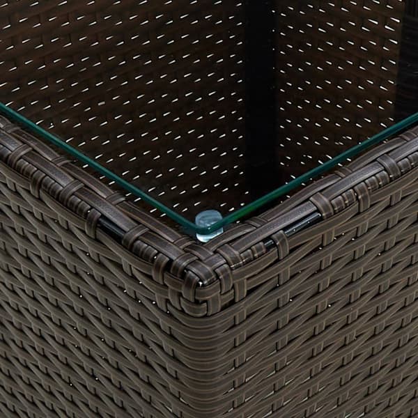 Haveborde - Living tebord 41,5x41,5x44 cm polyrattan og hærdet glas brun