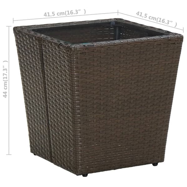 Haveborde - Living tebord 41,5x41,5x44 cm polyrattan og hærdet glas brun