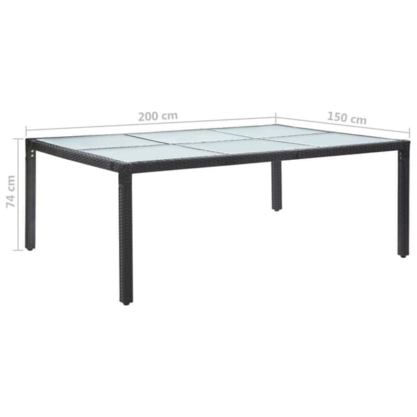 Haveborde - Living udendørs spisebord 200x150x74 cm polyrattan sort