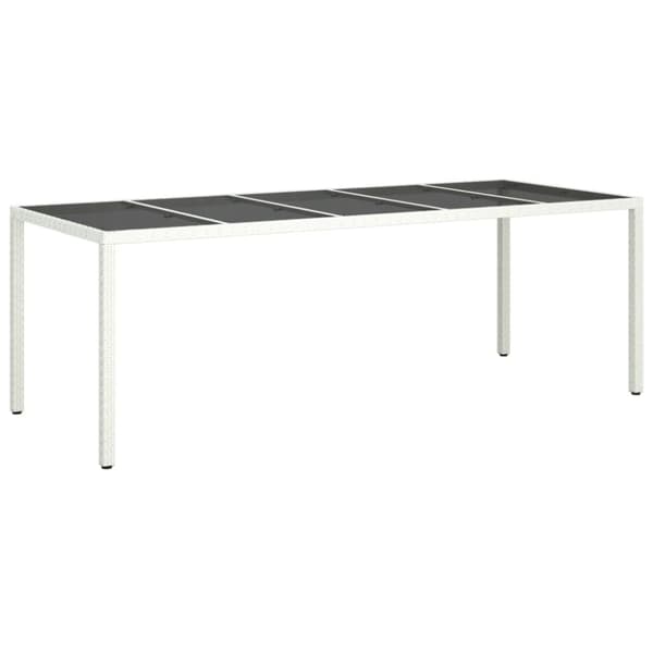 Haveborde - Living havebord 250x100x75 cm polyrattan og hærdet glas hvid