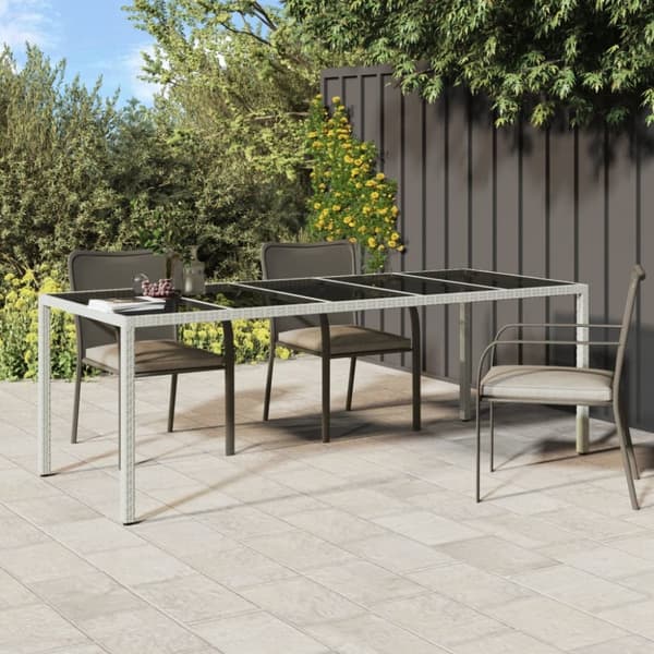 Haveborde - Living havebord 250x100x75 cm polyrattan og hærdet glas hvid