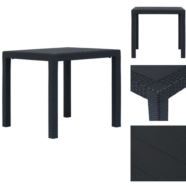 Haveborde - Living havebord 79 x 79 x 72 cm plastik rattanlook antracitgrå