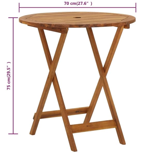 Utebord - Living Hopfällbart trädgårdsbord 70 cm massivt akaciaträ