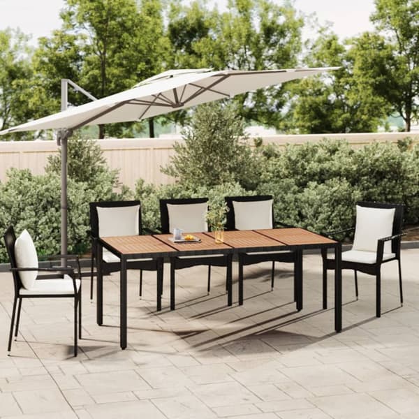 Haveborde - Living havebord med træbordplade polyrattan og massivt akacietræ sort