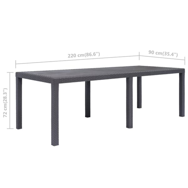 Haveborde - Living havebord 220 x 90 x 72 cm plastik rattanlook brun