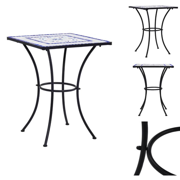 Ulkopöydät - Living Mosaiikkibistropöytä sininen ja valkoinen 60 cm keramiikka