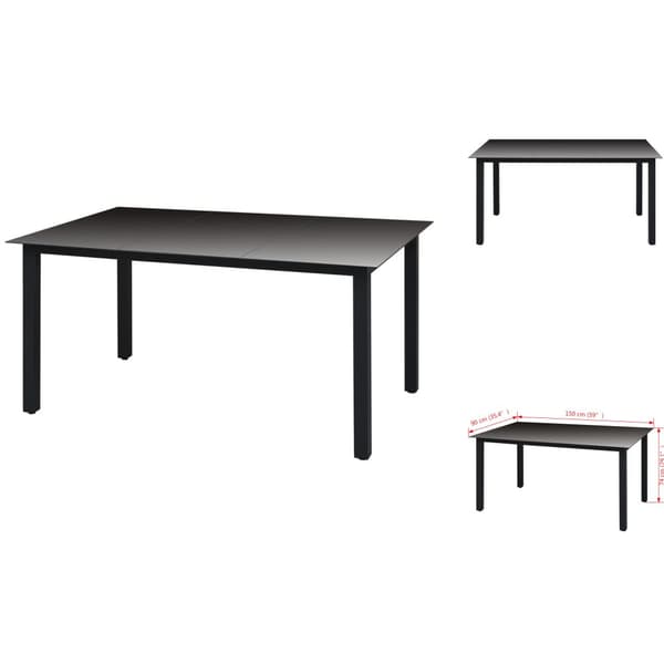 Haveborde - Living havebord glas aluminium 150 x 90 x 74 cm sort