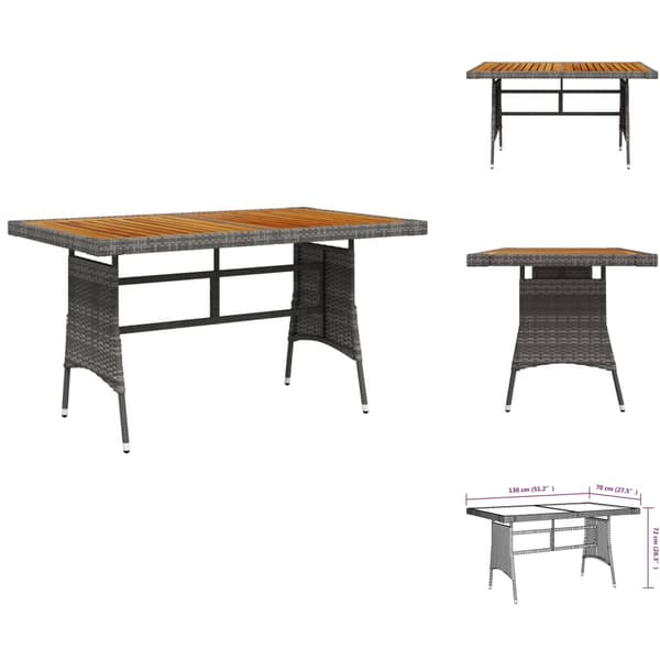Haveborde - Living havebord 130x70x72 cm polyrattan og massivt akacietræ grå