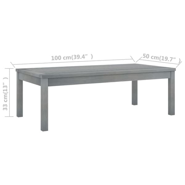 Haveborde - Living sofabord 100x50x33 cm massivt akacietræ grå