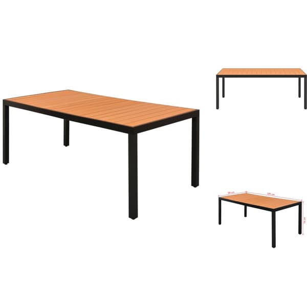 Ulkopöydät - Living Puutarhapöytä ruskea 185x90x74 cm alumiini ja WPC