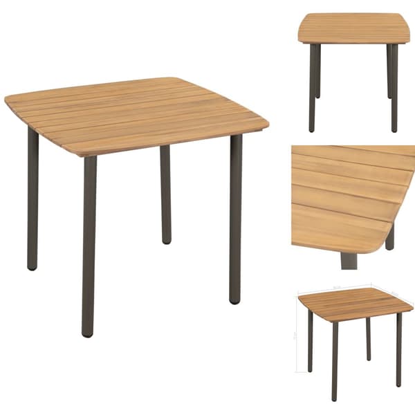 Haveborde - Living havebord massivt akacietræ og stål 80 x 80 x 72 cm