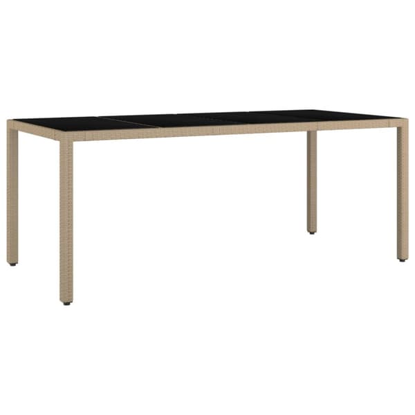 Utebord - Living Trädgårdsbord med glasskiva beige konstrotting&härdat glas