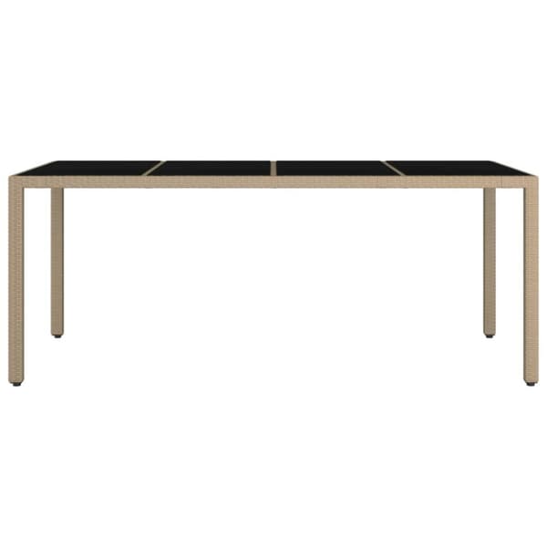 Utebord - Living Trädgårdsbord med glasskiva beige konstrotting&härdat glas