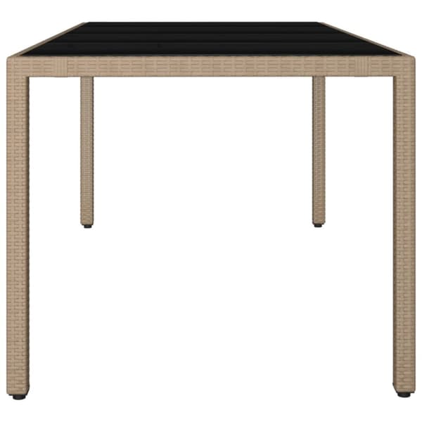 Utebord - Living Trädgårdsbord med glasskiva beige konstrotting&härdat glas