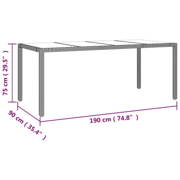 Utebord - Living Trädgårdsbord med glasskiva beige konstrotting&härdat glas