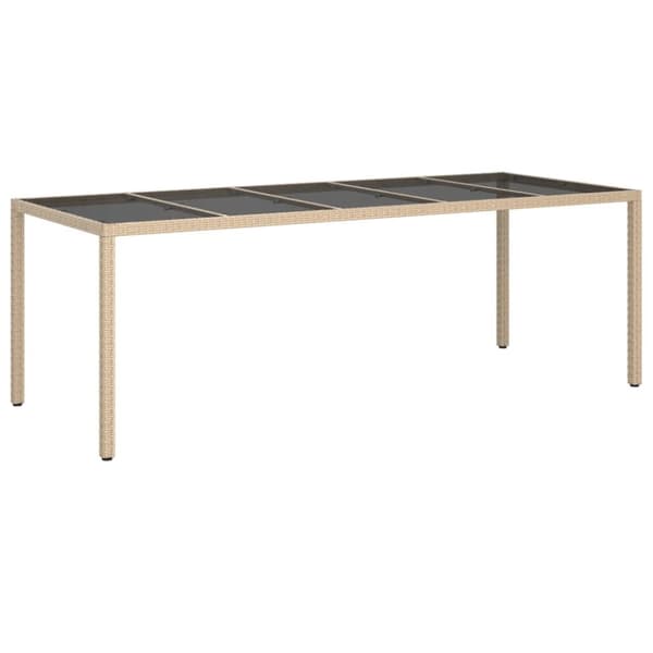 Haveborde - Living havebord 250x100x75 cm hærdet glas og polyrattan beige