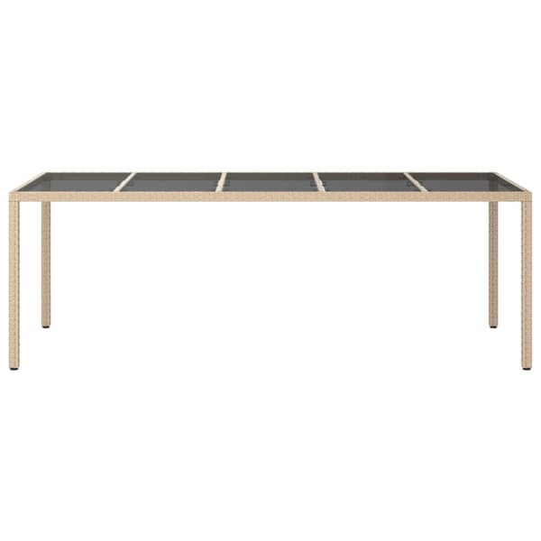 Haveborde - Living havebord 250x100x75 cm hærdet glas og polyrattan beige