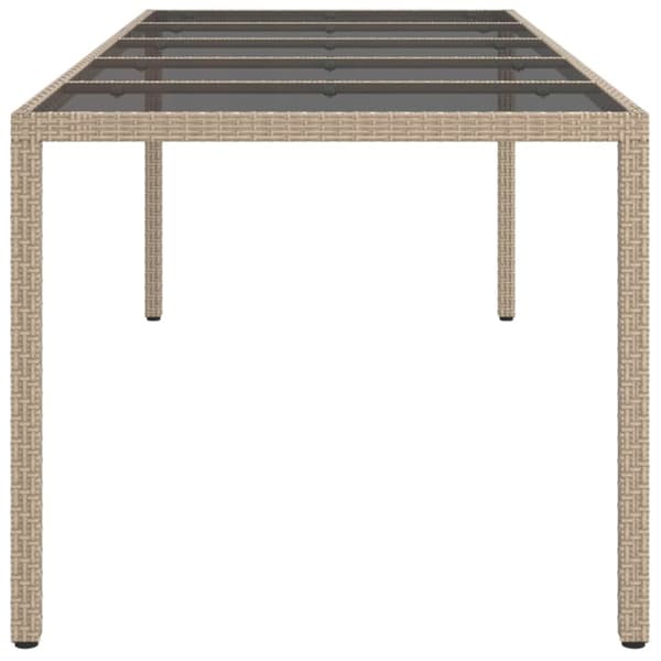 Haveborde - Living havebord 250x100x75 cm hærdet glas og polyrattan beige