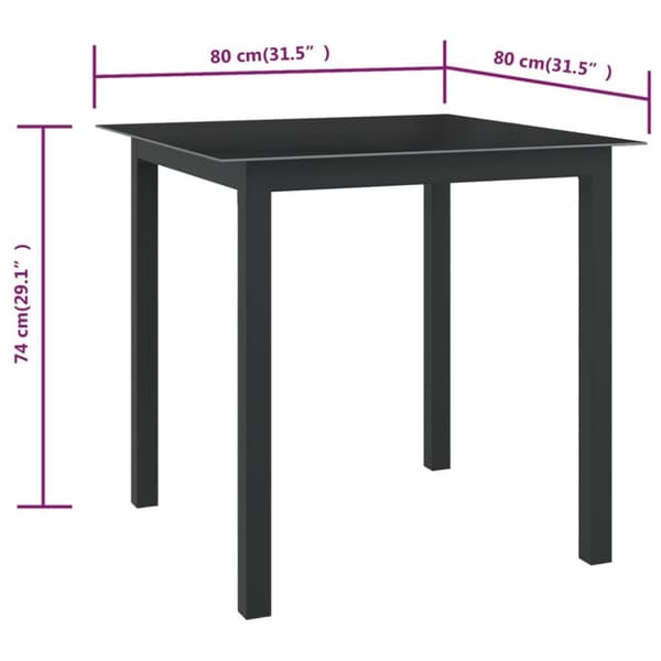 Haveborde - Living havebord 80x80x74 cm glas og aluminium sort