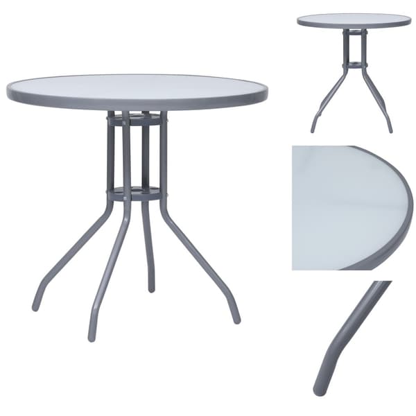 Haveborde - Living havebord 80 cm stål og glas lysegrå