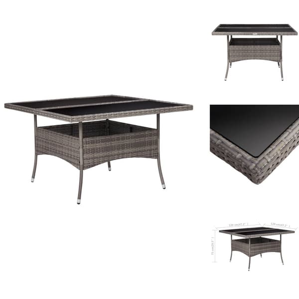 Haveborde - Living udendørs spisebord polyrattan og glas grå