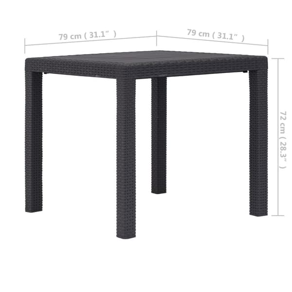 Haveborde - Living havebord 79 x 79 x 72 cm plastik rattanlook brun