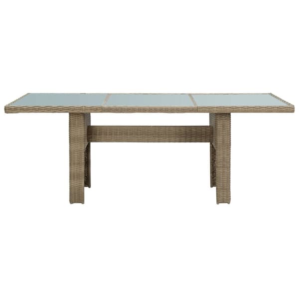 Utebord - Living Trädgårdsbord brun 200x100x74 cm glas och konstrotting
