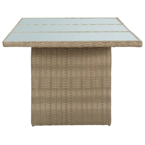 Utebord - Living Trädgårdsbord brun 200x100x74 cm glas och konstrotting