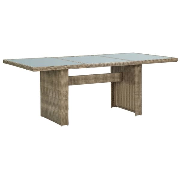 Utebord - Living Trädgårdsbord brun 200x100x74 cm glas och konstrotting