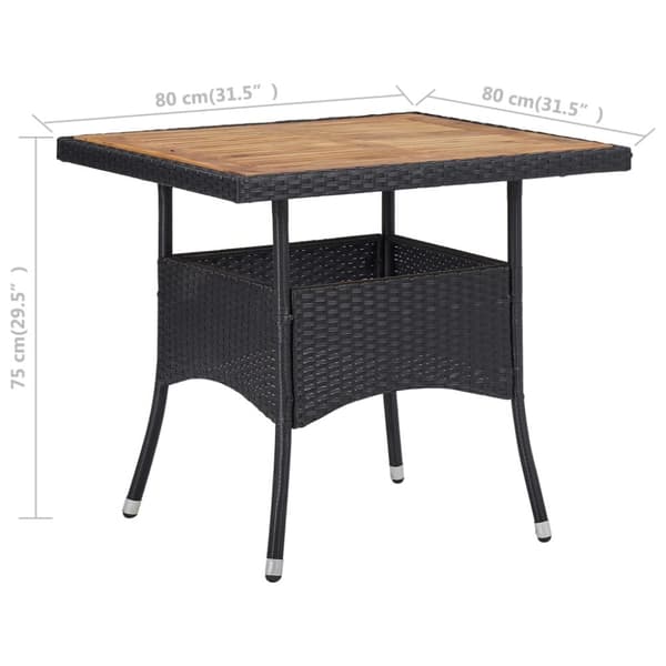 Haveborde - Living udendørs spisebord polyrattan og massivt akacietræ sort