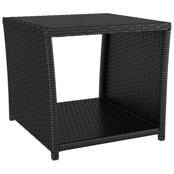 Utebord - Living Trädgårdsbord med glasskiva svart konstrotting&härdat glas