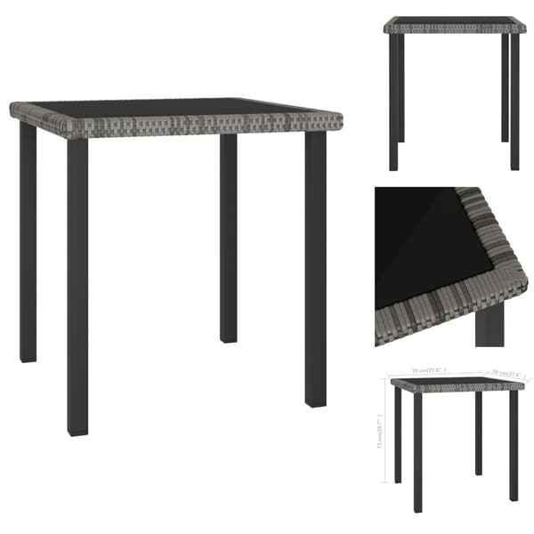 Haveborde - Living havebord 70x70x73 cm polyrattan grå
