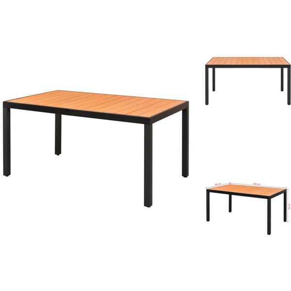 Ulkopöydät - Living Puutarhapöytä ruskea 150x90x74 cm alumiini ja WPC