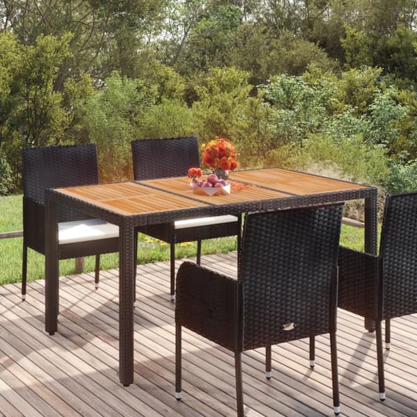 Haveborde - Living havebord med træplade 150x90x75 cm polyrattan