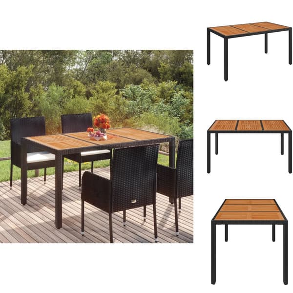 Haveborde - Living havebord med træplade 150x90x75 cm polyrattan