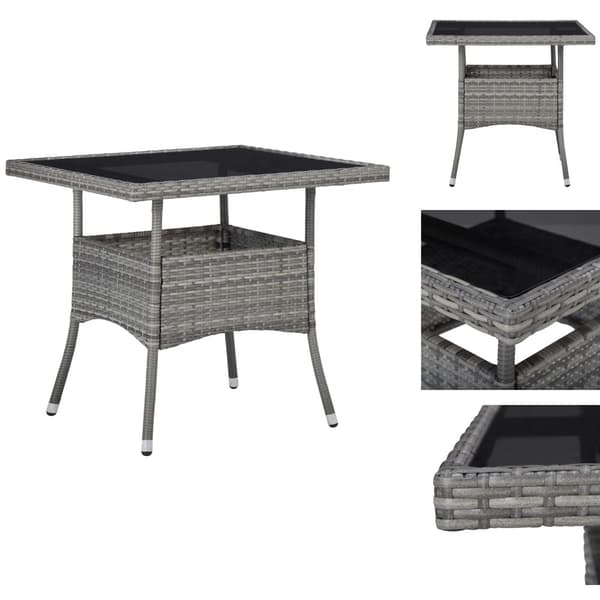 Haveborde - Living udendørs spisebord polyrattan og glas grå