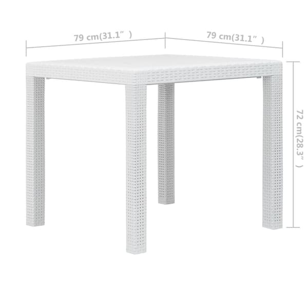 Utebord - Living Trädgårdsbord 79x79x72 cm konstrotting vit