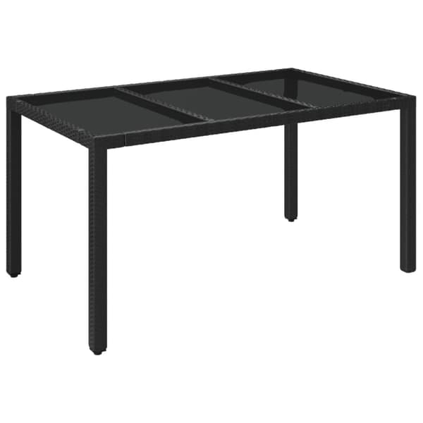 Utebord - Living Trädgårdsbord med glasskiva svart 150x90x75 cm konstrotting