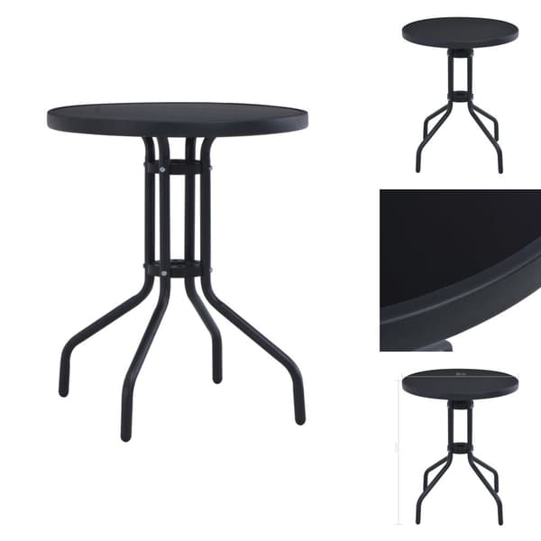 Haveborde - Living havebord 60 cm stål og glas sort