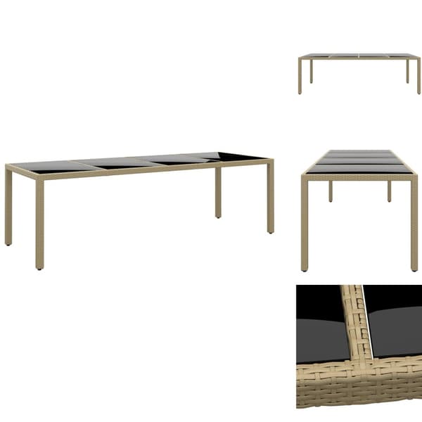 Haveborde - Living havebord med glasplade polyrattan beige