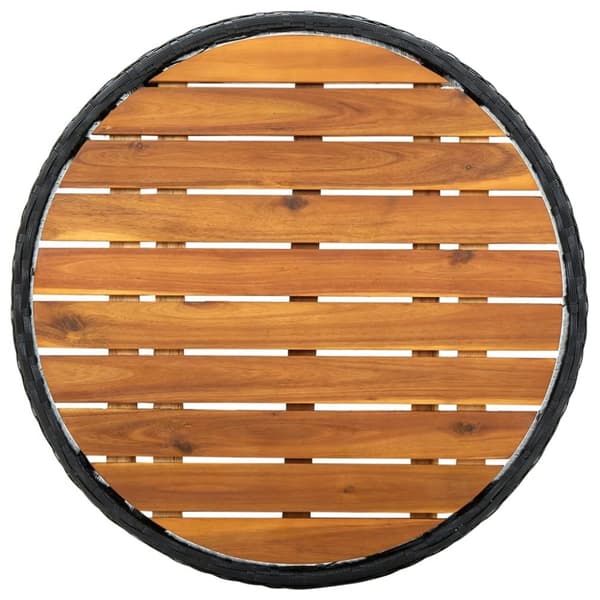 Haveborde - Living tebord 60 cm massivt akacietræ og polyrattan sort