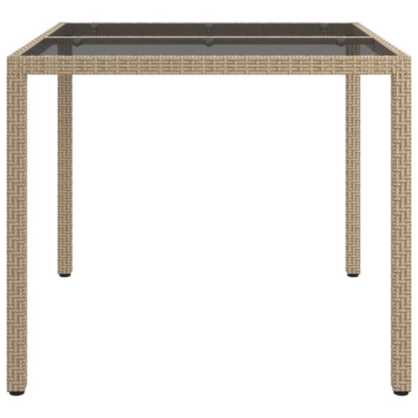 Haveborde - Living havebord 90x90x75 cm hærdet glas og polyrattan beige