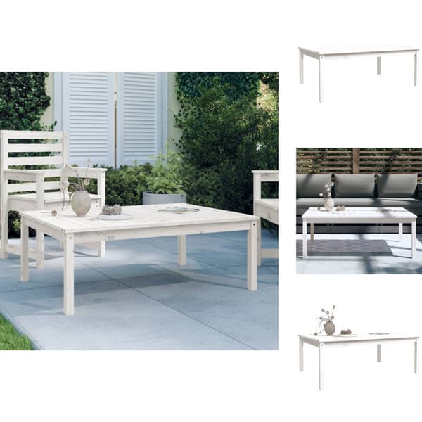 Haveborde - Living havebord 121x82,5x45 cm massivt fyrretræ hvid